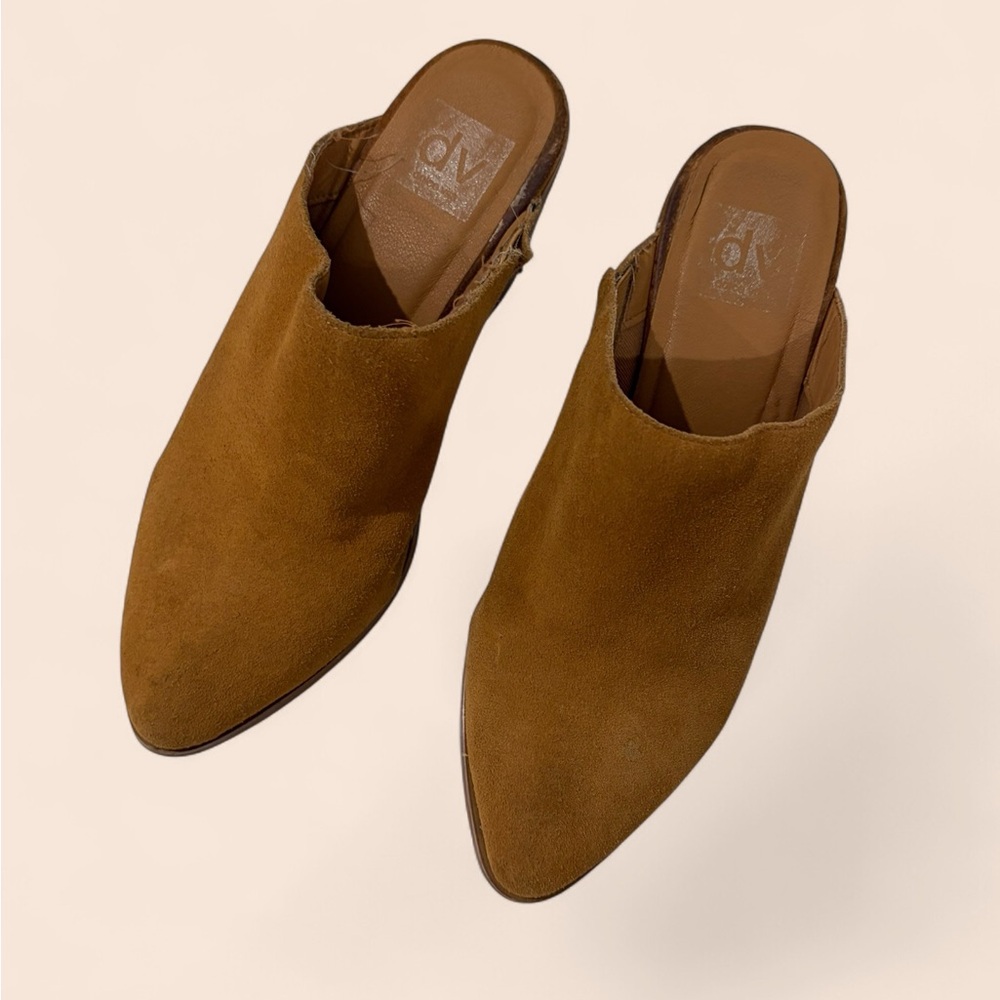 Dolce Vita Tan Suede Pointed-Toe Mule Heels
